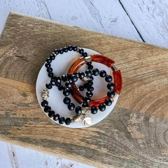 THE ELOISE LAYERED BRACELET BLACK - Picture 1 of 3